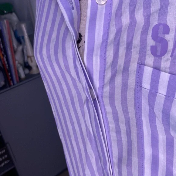 Savage X Fenty COASTAL STRIPE WOVEN VOILE SLEEP SHIRT size medium NWOT - Picture 9 of 10